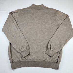 Pronto-Uomo Men's Med Brown Knit Mock Turtle Neck 100% Merino Wool Sweater